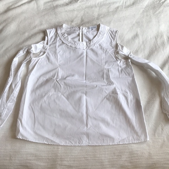 CLAUDIE Pierlot Bella Cotton-Poplin Cold Shoulder Top - Picture 5 of 10